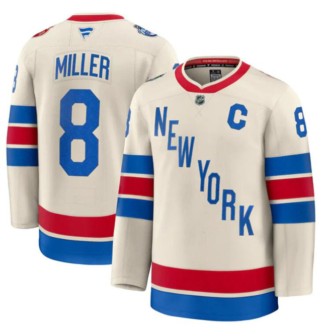 Men's New York Rangers #8 J.T. Miller Beige 2026 Winter Classic With C Patch Stitched Hockey Jersey